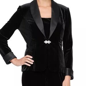 Alexander Evenings 3 piece black velvet velour  large outfit special Occassion